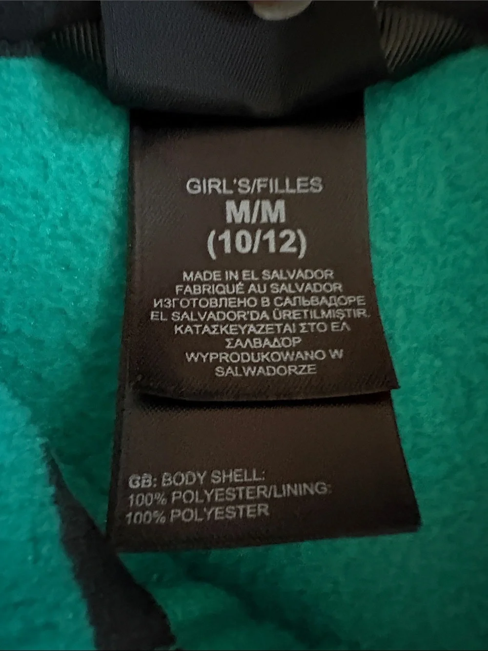 The North Face Girl’s Teal Zip Fleece Jacket